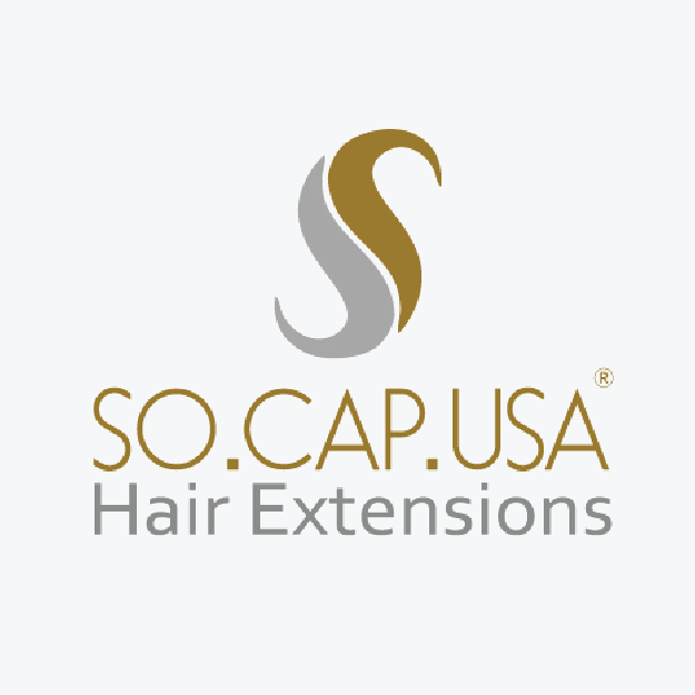 A logo for so.cap.usa hair extensions on a white background.