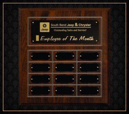 A south bend jeep and chrysler employee of the month plaque