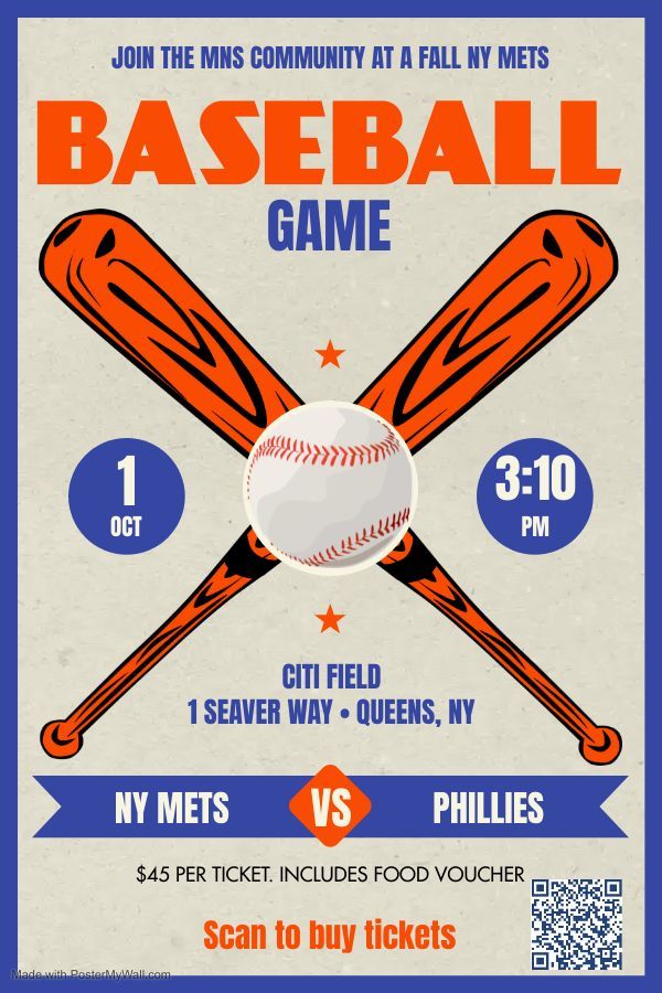 October 1, Mets vs Phillies, 3:10PM, $45. Register