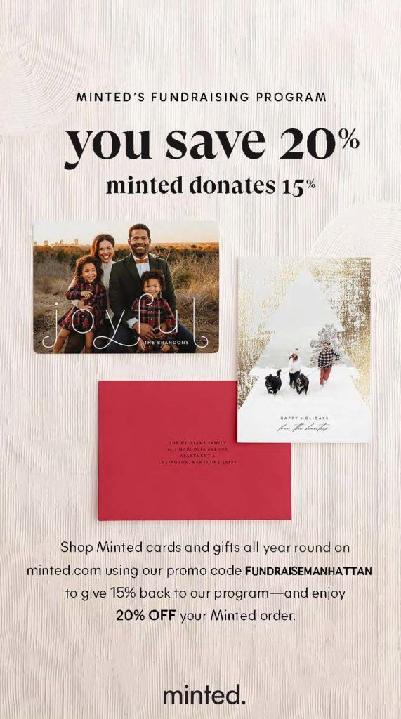 At Minted.com, use Promo Code: FUNDRAISEMANHATTAN
At Minted.com, use Promo Code: FUNDRAISEMANHATTAN