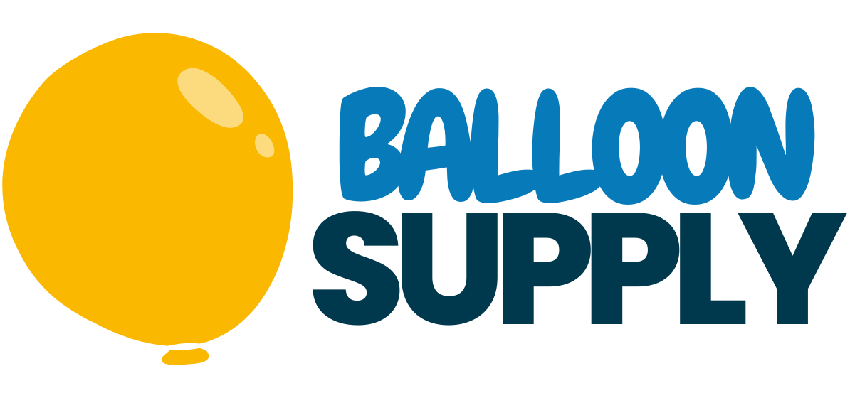 The logo for balloon supply has a yellow balloon in the center.