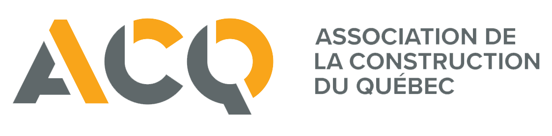 Logo de l'Association de la construction du Québec (ACQ). Lettres grises et orange.