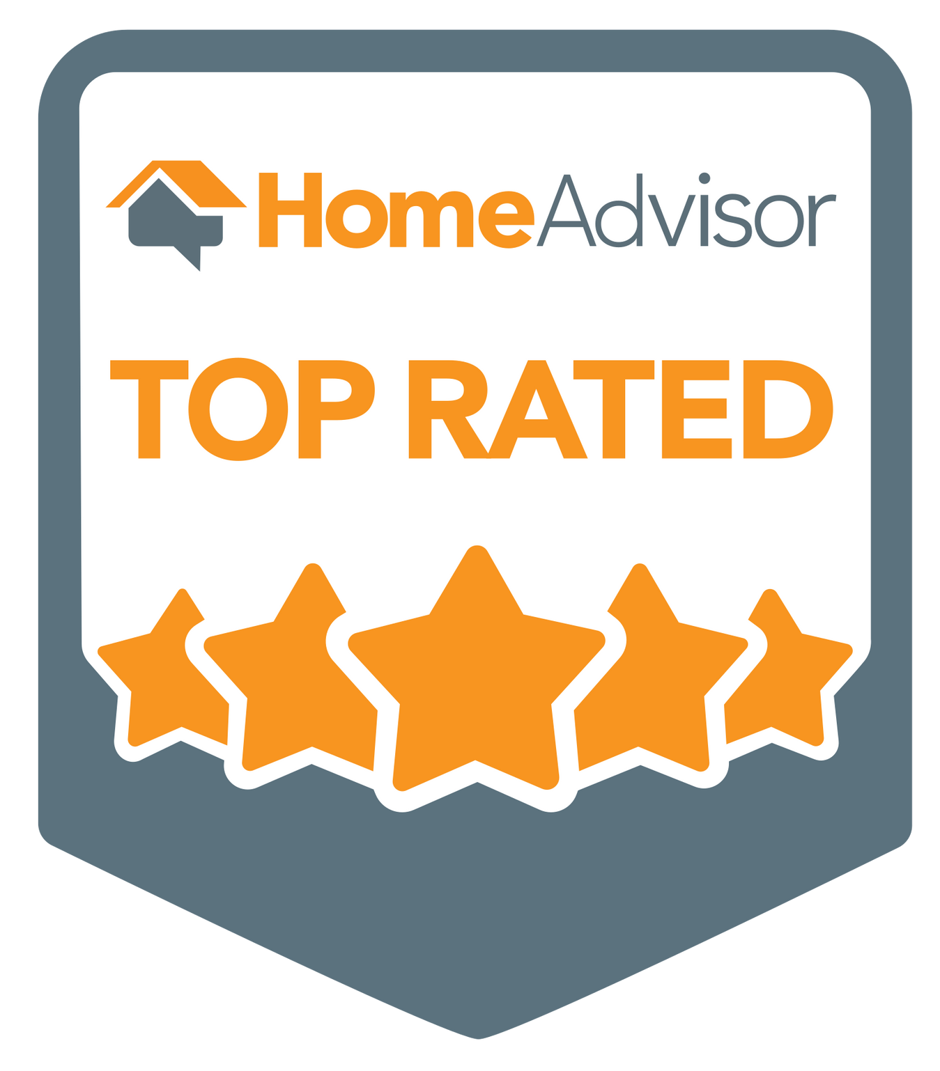 A home advisor top rated badge with four stars on it.