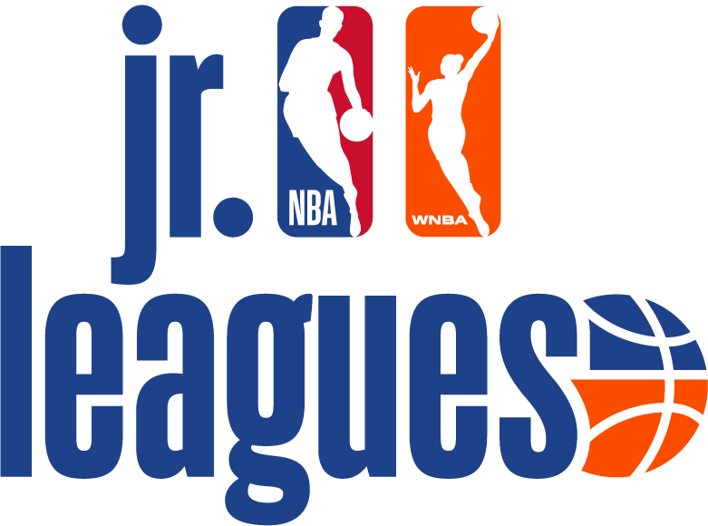 JR Leagues logo with NBA and WNBA icons in blue, red, and orange