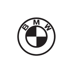 Un logotipo de BMW en blanco y negro en un círculo sobre un fondo blanco.