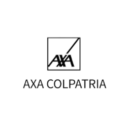 Un logotipo en blanco y negro para Axa Colpatria.