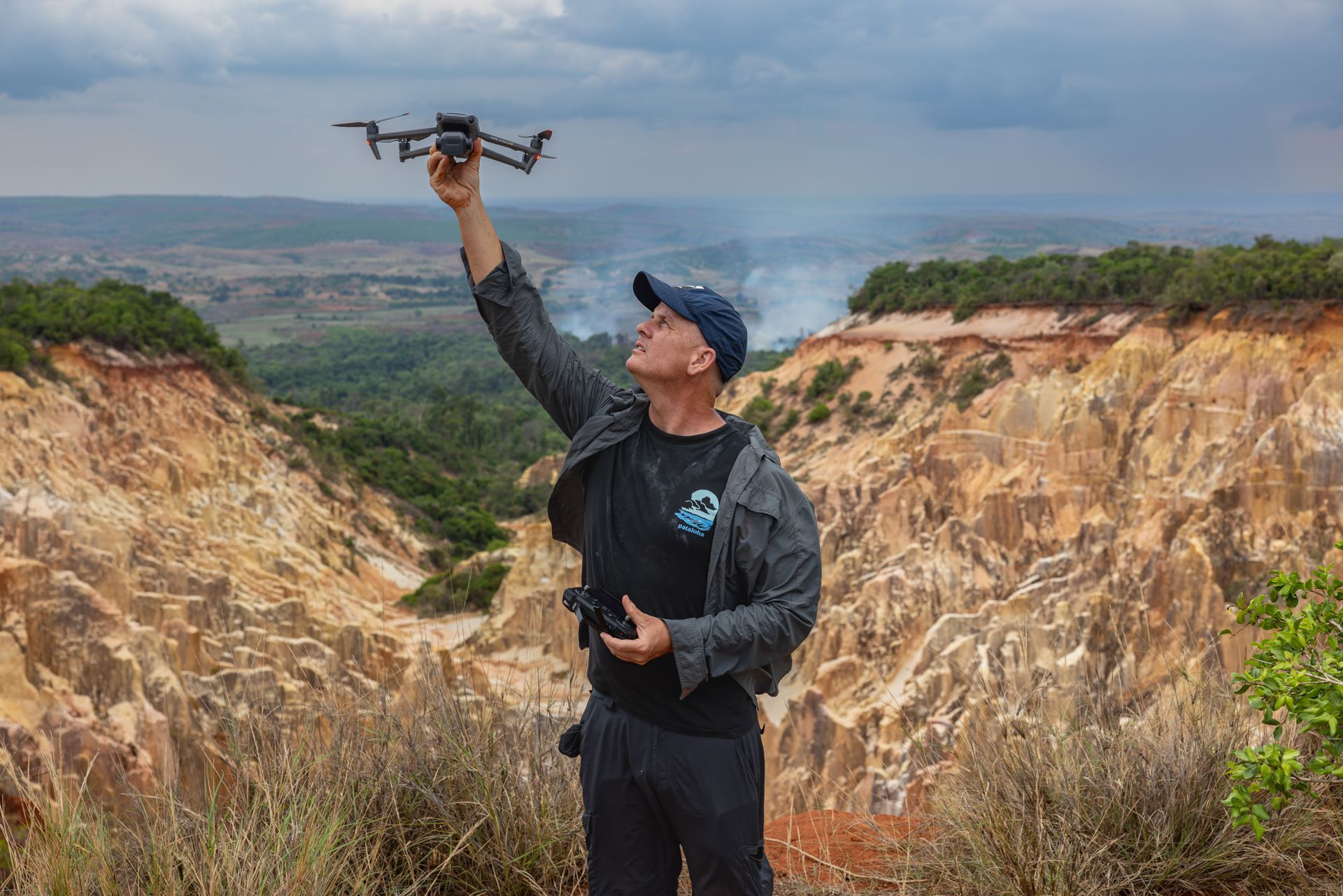 Filmmaker Chris Scarffe filming aerials for Planet Wild