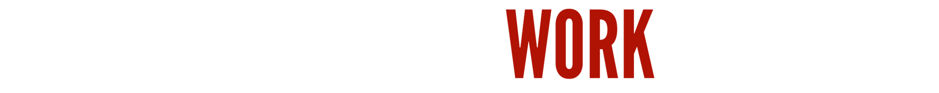 Red “WORK” text on a white background