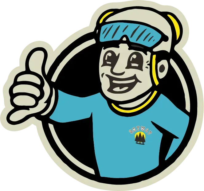 A cartoon character is giving a thumbs up sign