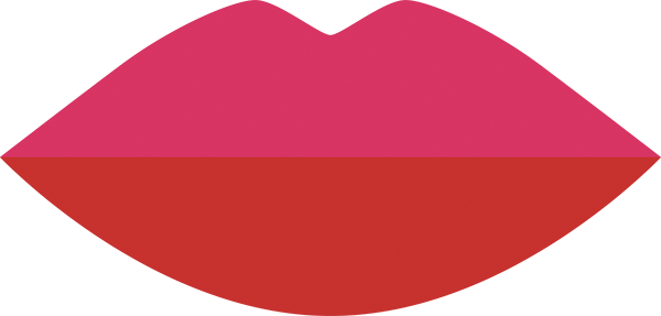 Ein Symbol mit roten Lippen auf weißem Hintergrund.