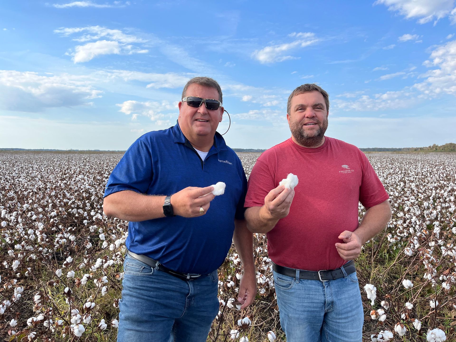 Thad Moore teaching customer about cotton.