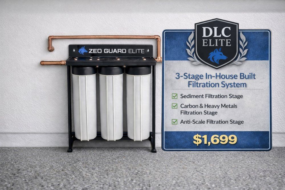 A 3-stage water filtration system with price $1,699, includes sediment, carbon & anti-scale filtration stages.