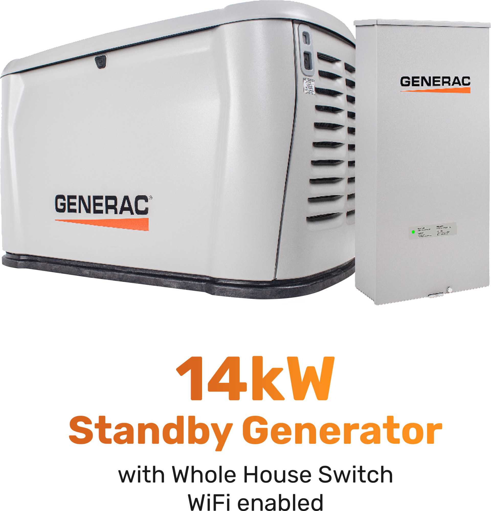 A 14kw standby generator with 16 circuit transfer switch wifi enabled