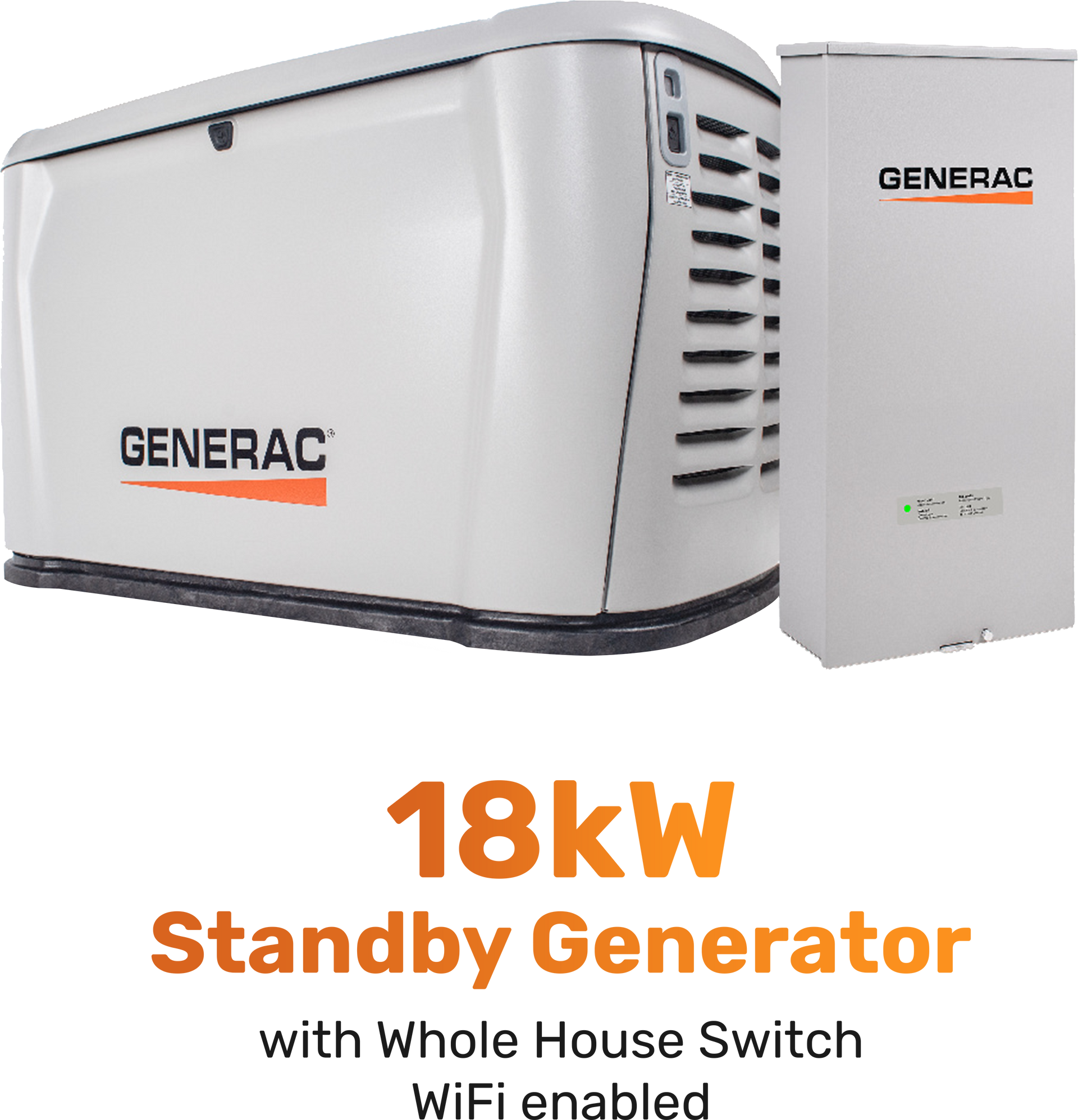 A 18kw standby generator with whole house switch wifi enabled