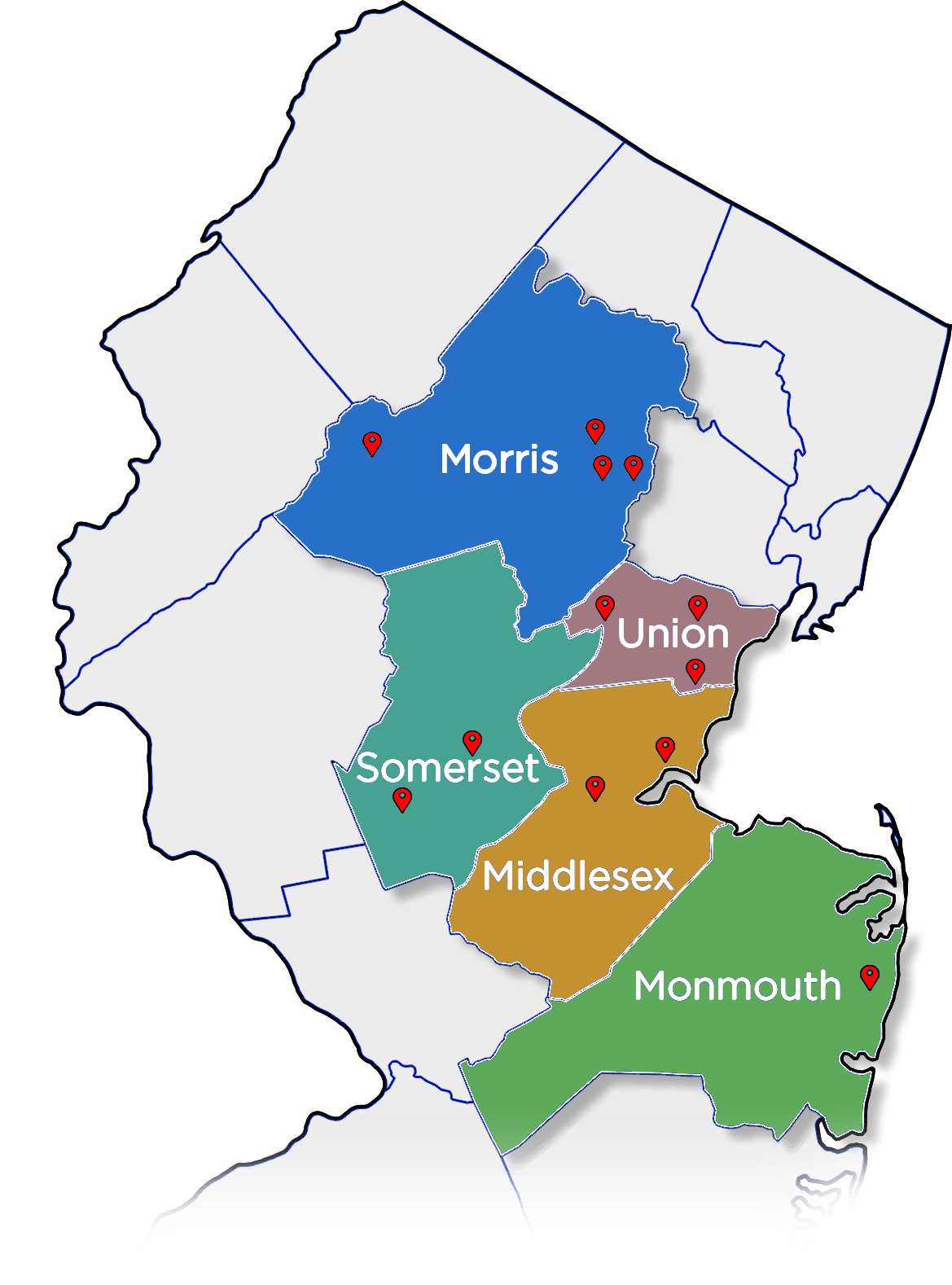 Map of areas served in New jersey