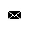 A black and white envelope icon on a white background.