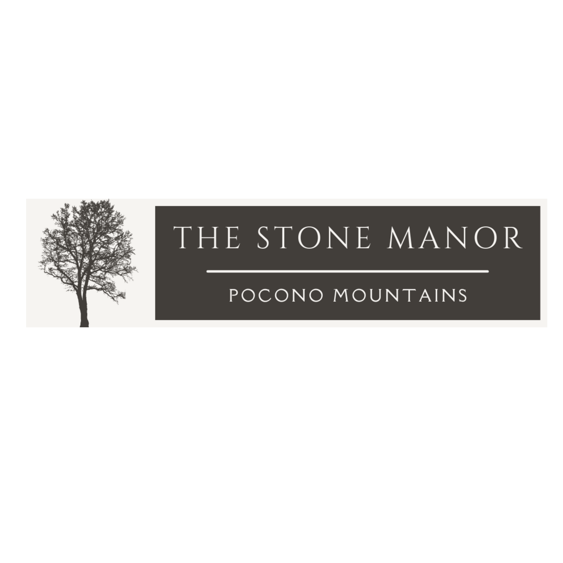 A logo for the stone manor in pocono mountains