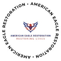 A logo for american eagle restoration restoring lives