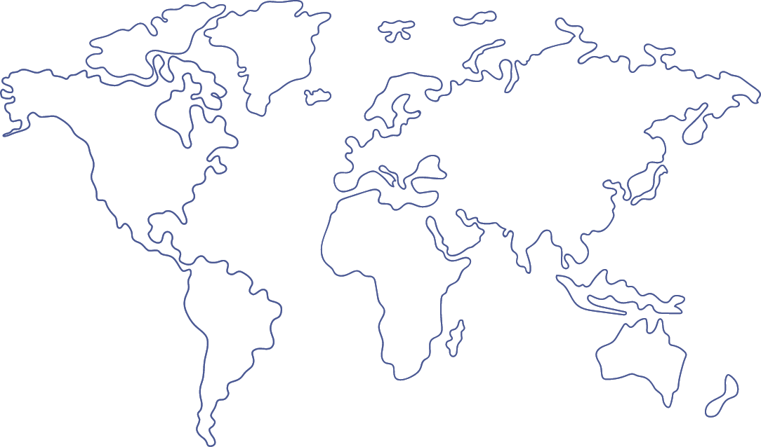 A drawing of a map of the world on a white background.