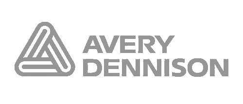 The avery dennison logo is a gray logo on a white background.