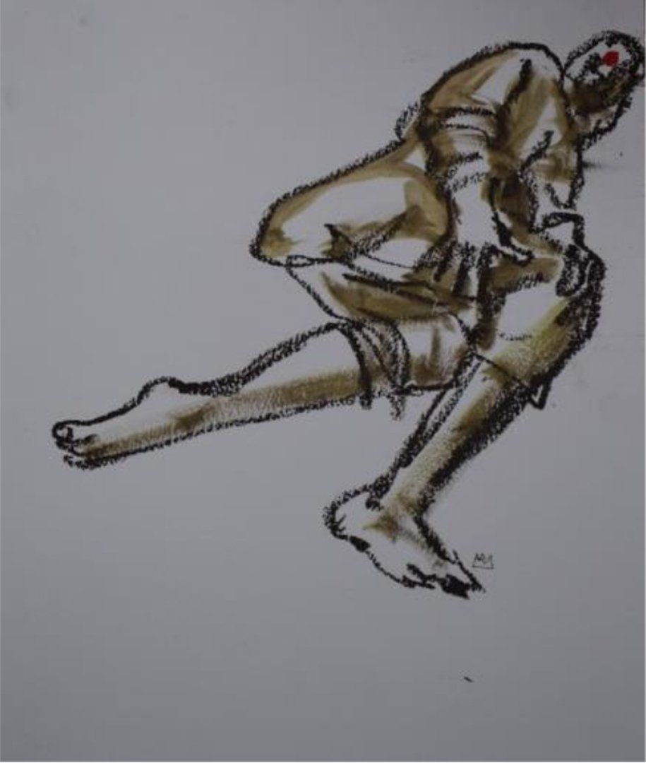 Focus III - 2018 oil pastel and wash on watercolour paper