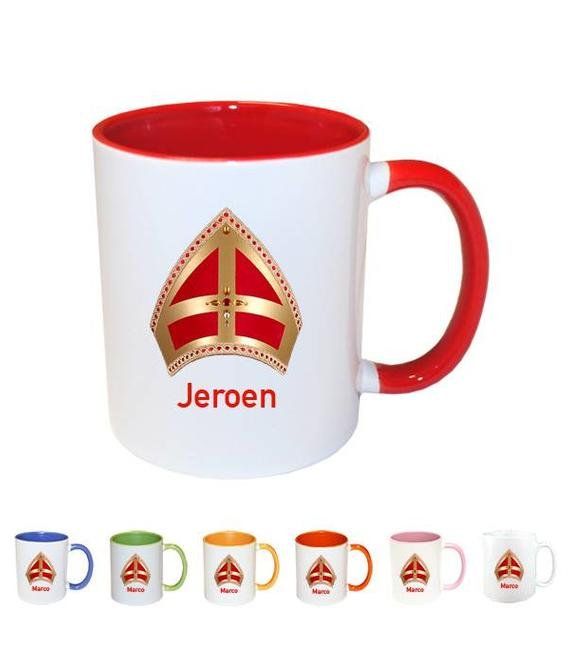 Sinterklaas Mijter mok met naam - Sinterklaas cadeautjes