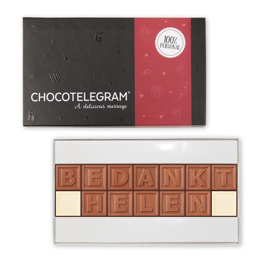Chocotelegram met eigen tekst - Chocolade Cadeau