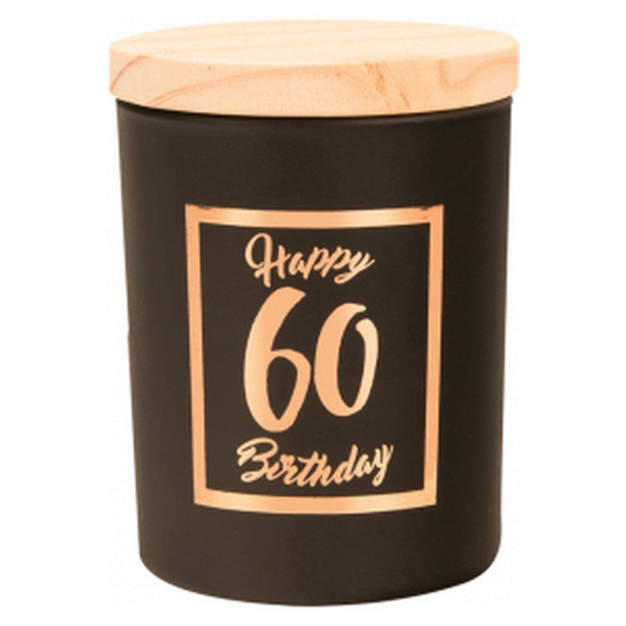 Geurkaars 60 Jaar Zwart/Rose - Cadeau 60 jaar