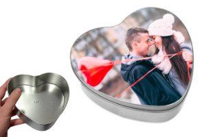 Hartvormige koektrommel met foto - Valentijnscadeau