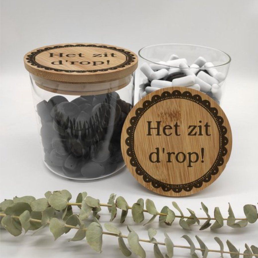 Het zit d'rop Glazen pot - Cadeau voor de juf of meester