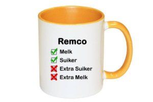 Gele Koffiemok met naam