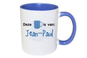 Blauwe mok met naam
