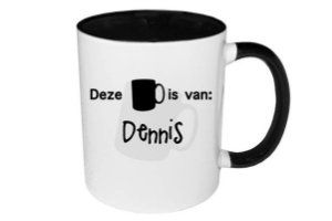 Zwarte mok met naam