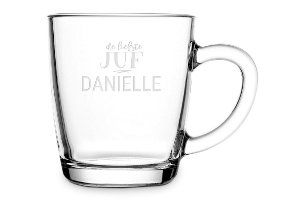 Theeglas Juf met Naam - Cadeau voor de juf of meester