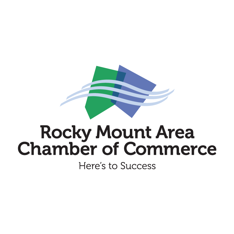 The rocky mount area chamber of commerce logo is here 's to success.