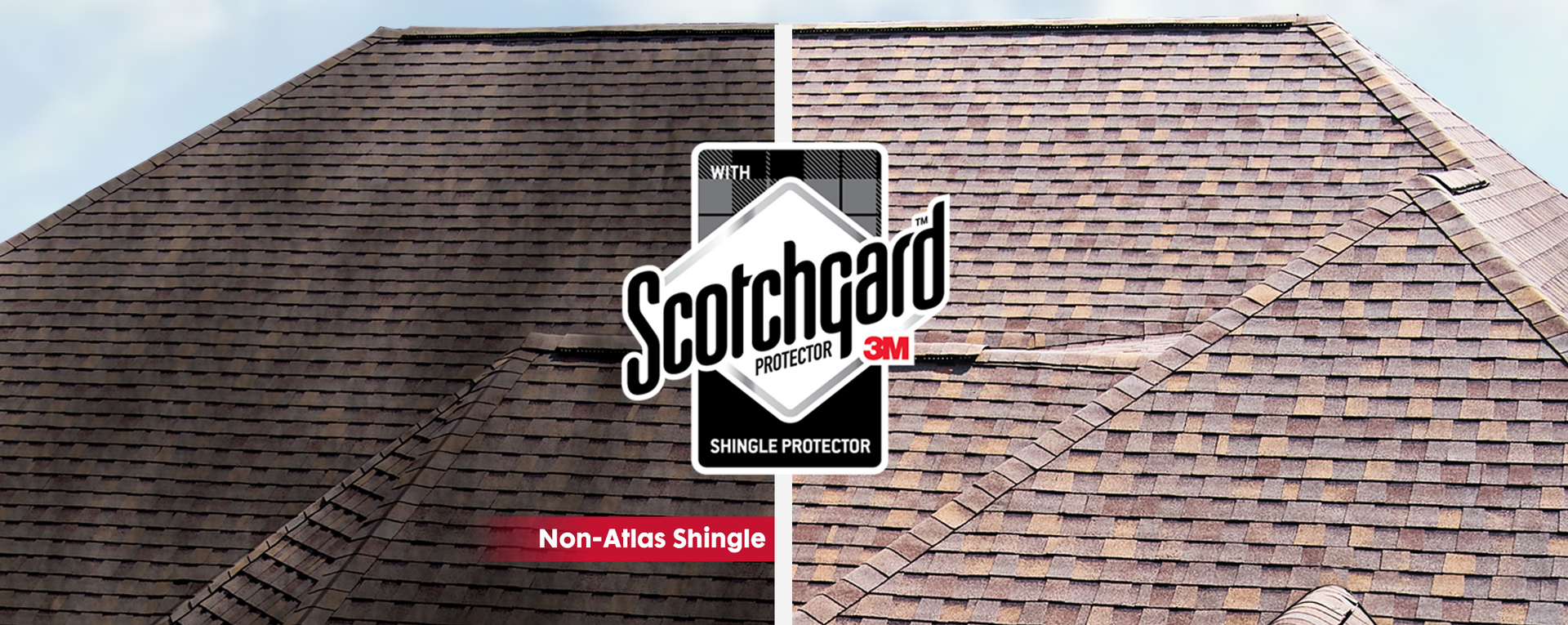 A picture of a roof with a scotchgard logo on it