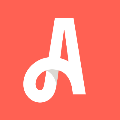 A white letter a on a red background