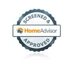 A screened and home advisor approved seal on a white background.