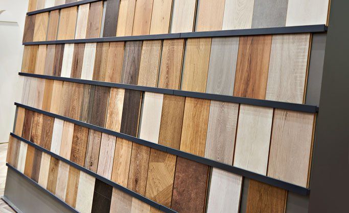 Samples of wooden laminate panels