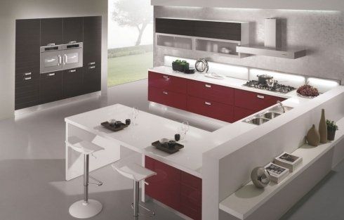 cucina moderna con sgabelli