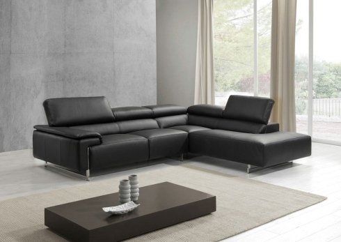 divano angolare in pelle nero