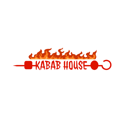 Falafel Plate A logo for a restaurant called kabab house with flames on a skewer.