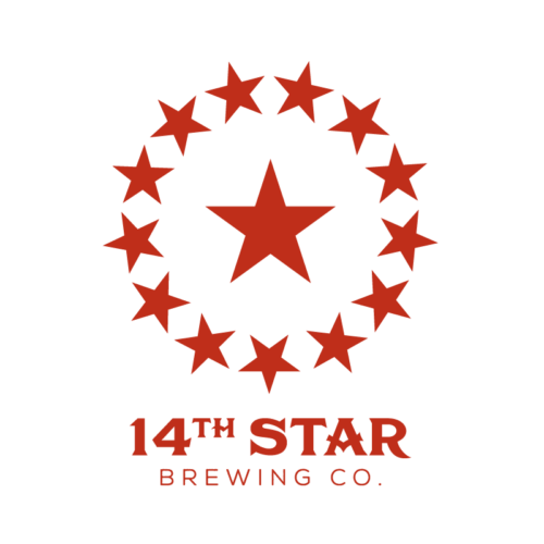 A logo for 14th star brewing co. with a red star in the center