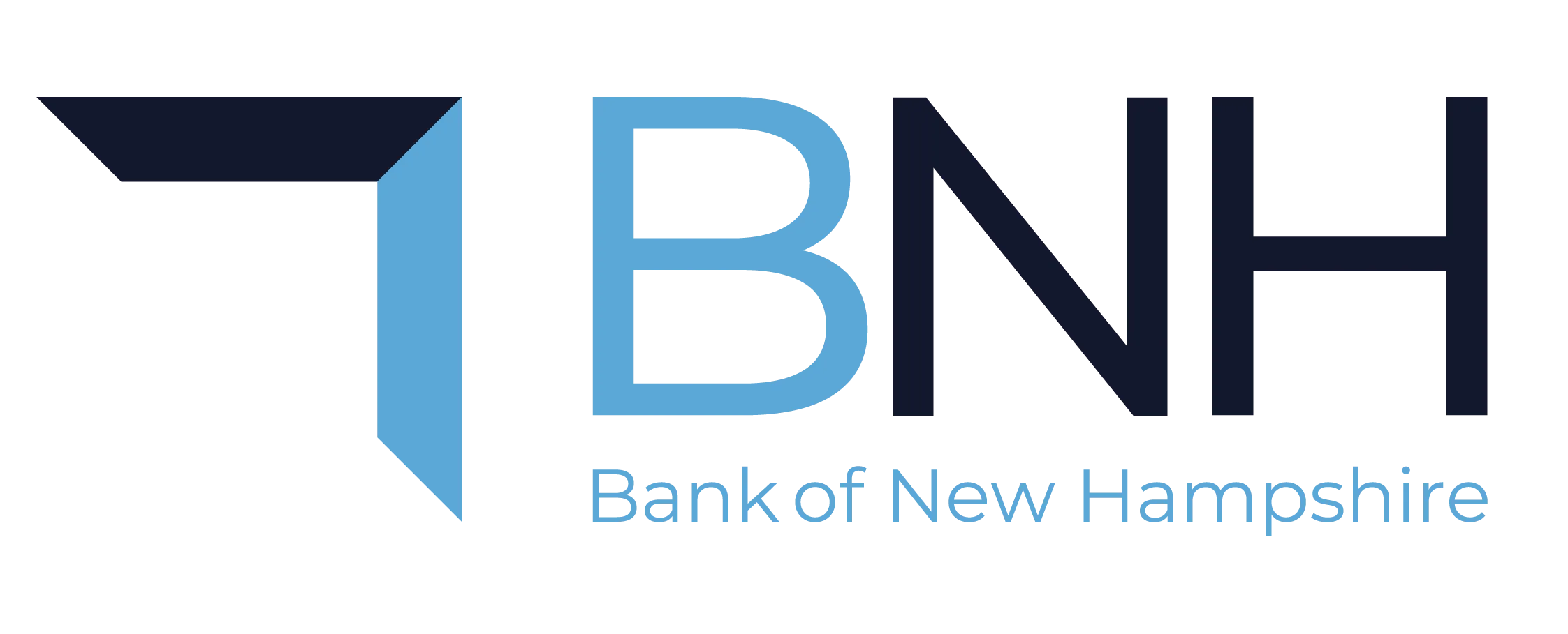 The logo for the bank of new hampshire is blue and black.