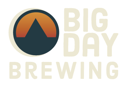 A logo for big day brewing with a mountain in the center