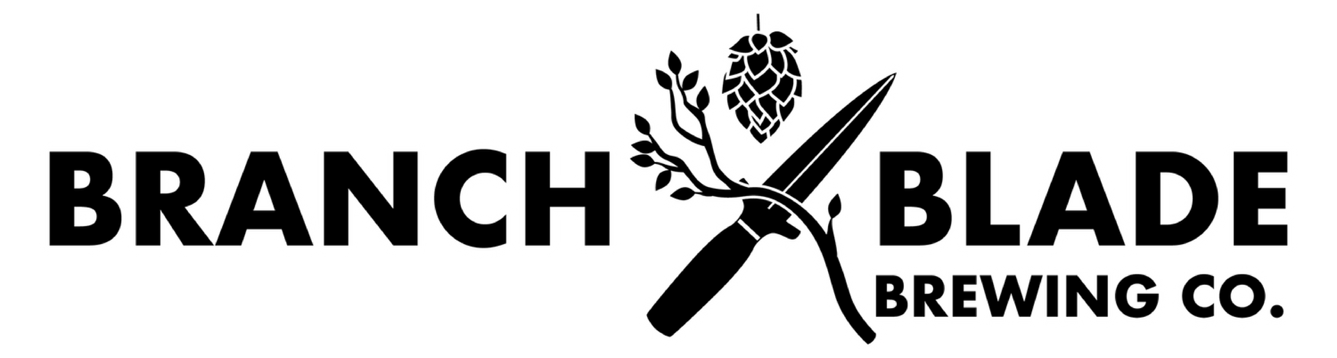 A black background with white text that says branch and blade brewing