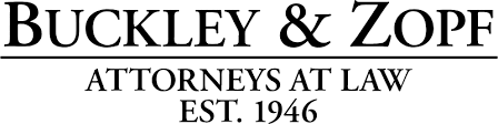 The logo for buckley & zopf attorneys at law was established in 1946.