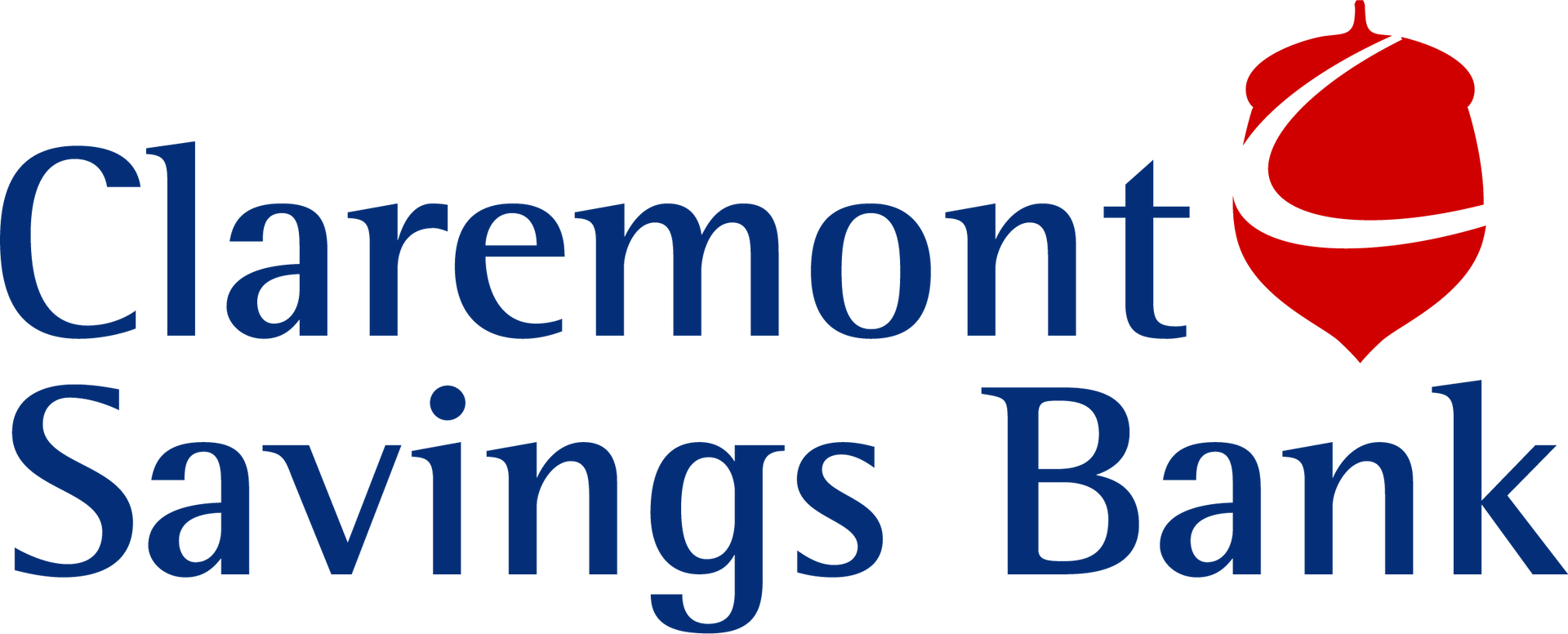 The logo for clarmont savings bank has a red acorn on it.
