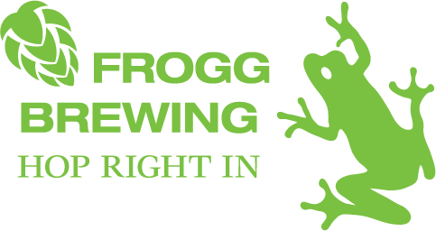 The logo for frogg brewing has a green frog on it.