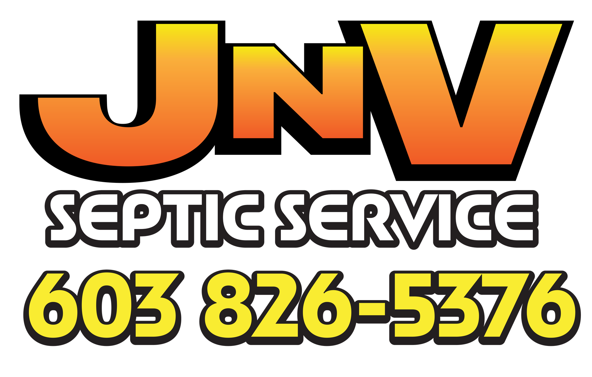 A logo for jnv septic service with a phone number.